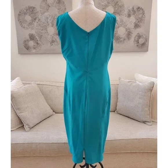 Zac Posen: Jujy Key-hole Sheath Dress In Teal - NEW
